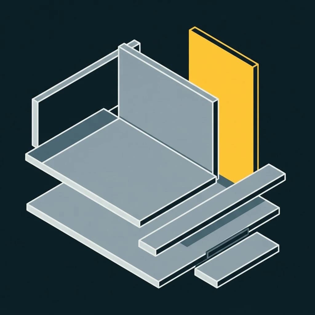 Panels of different proportions fanned out in a loose stack.