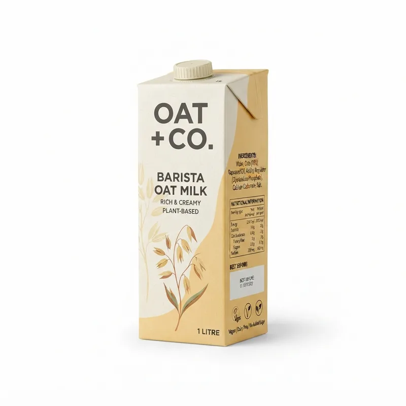 A carton of barista oat milk